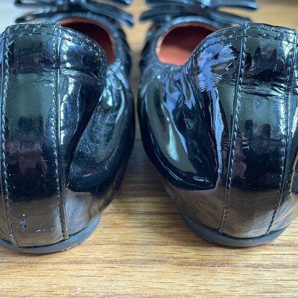 Lanvin Black Patent Leather Ballet Flats with Bow Accents, EU 40 - Picture 13 of 16
